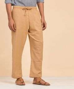 Khaki Organic Cotton Relaxed Fit Pants for Men
