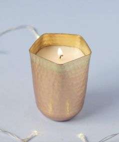 Tall Hammered Metal Soy Wax Candle